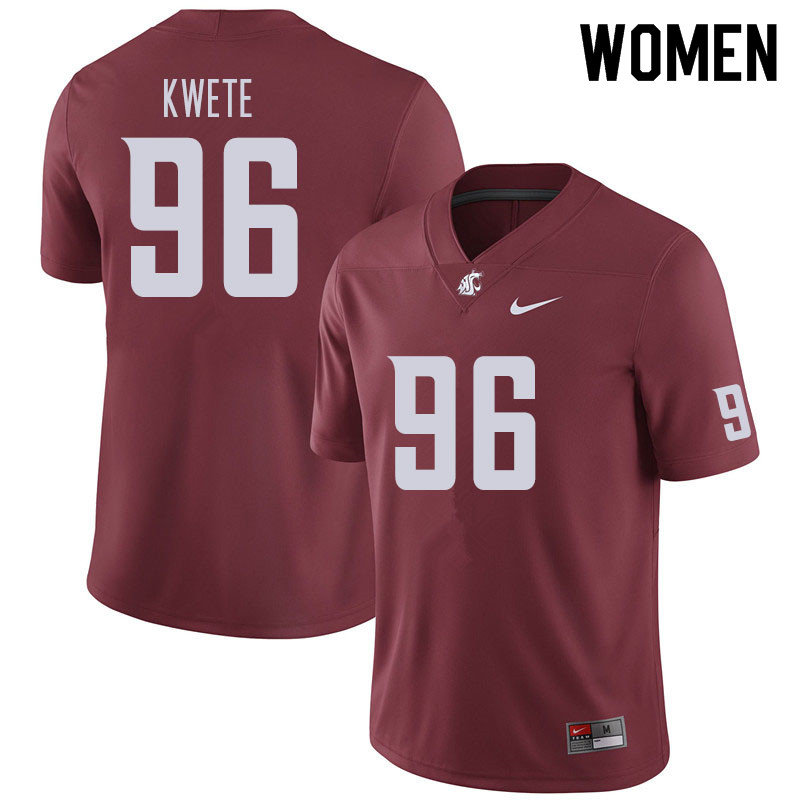 Women #96 Cosmas Kwete Washington State Cougars Football Jerseys Sale-Crimson